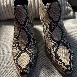 New Snakeskin Ankle Boots - Black and Cream